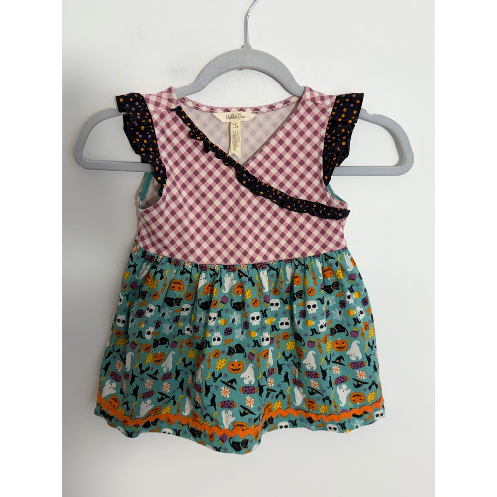 Matilda Jane Halloween Mixed Print Ghost Pumpkin Dress Size 6 Girls Ruffle